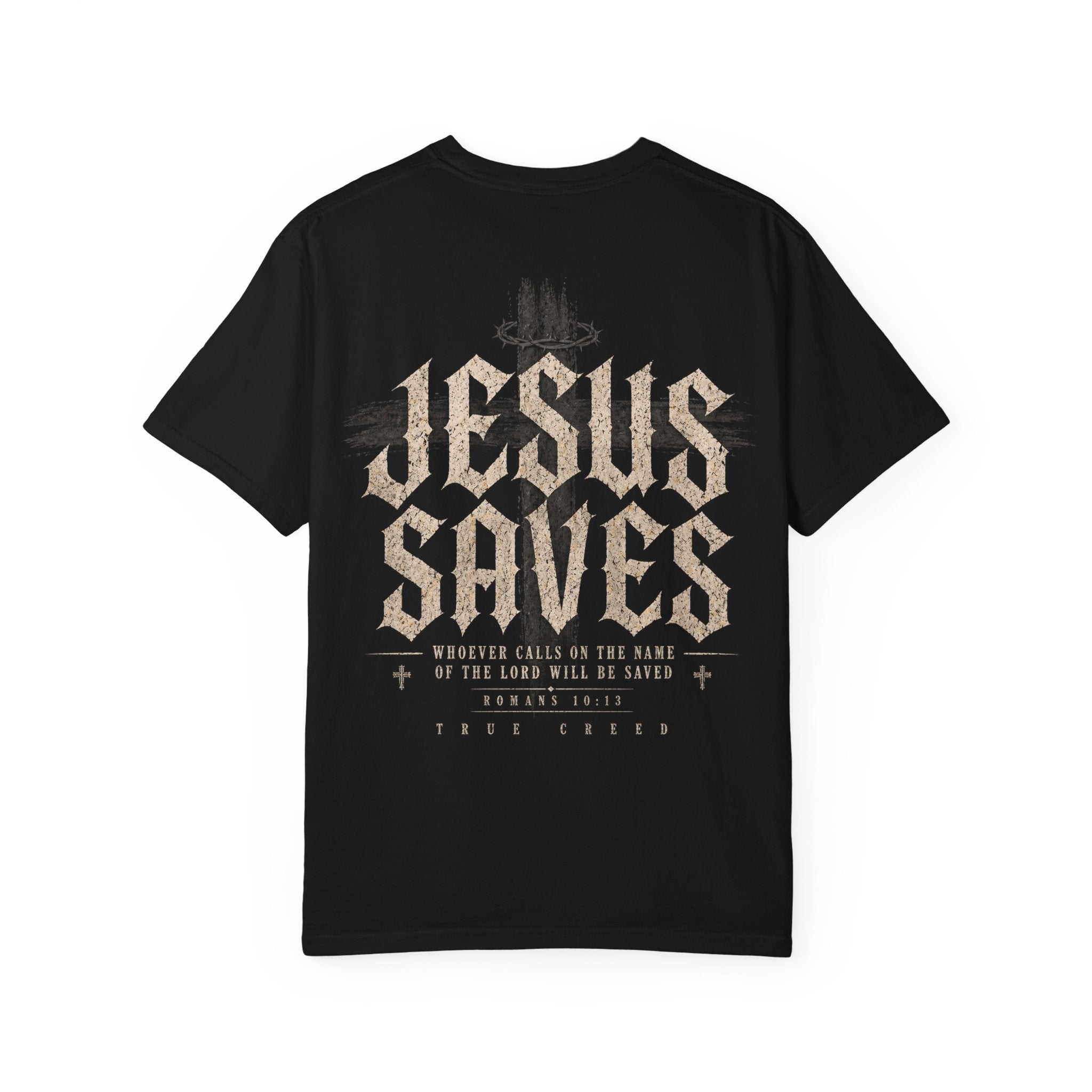 Jesus Saves T-shirt | Religious Cross Typography, Christian Streetwear Tee