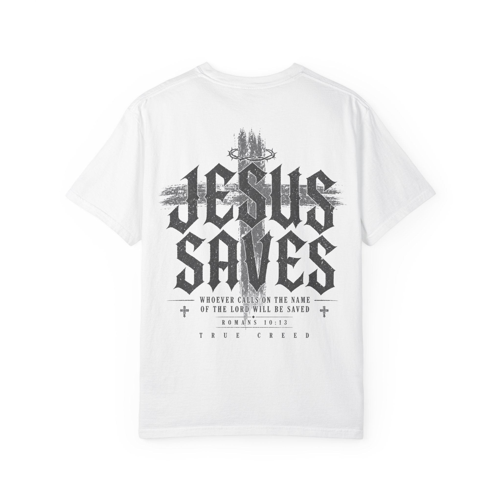 Jesus Saves T-shirt | Religious Cross Typography, Christian Streetwear Tee