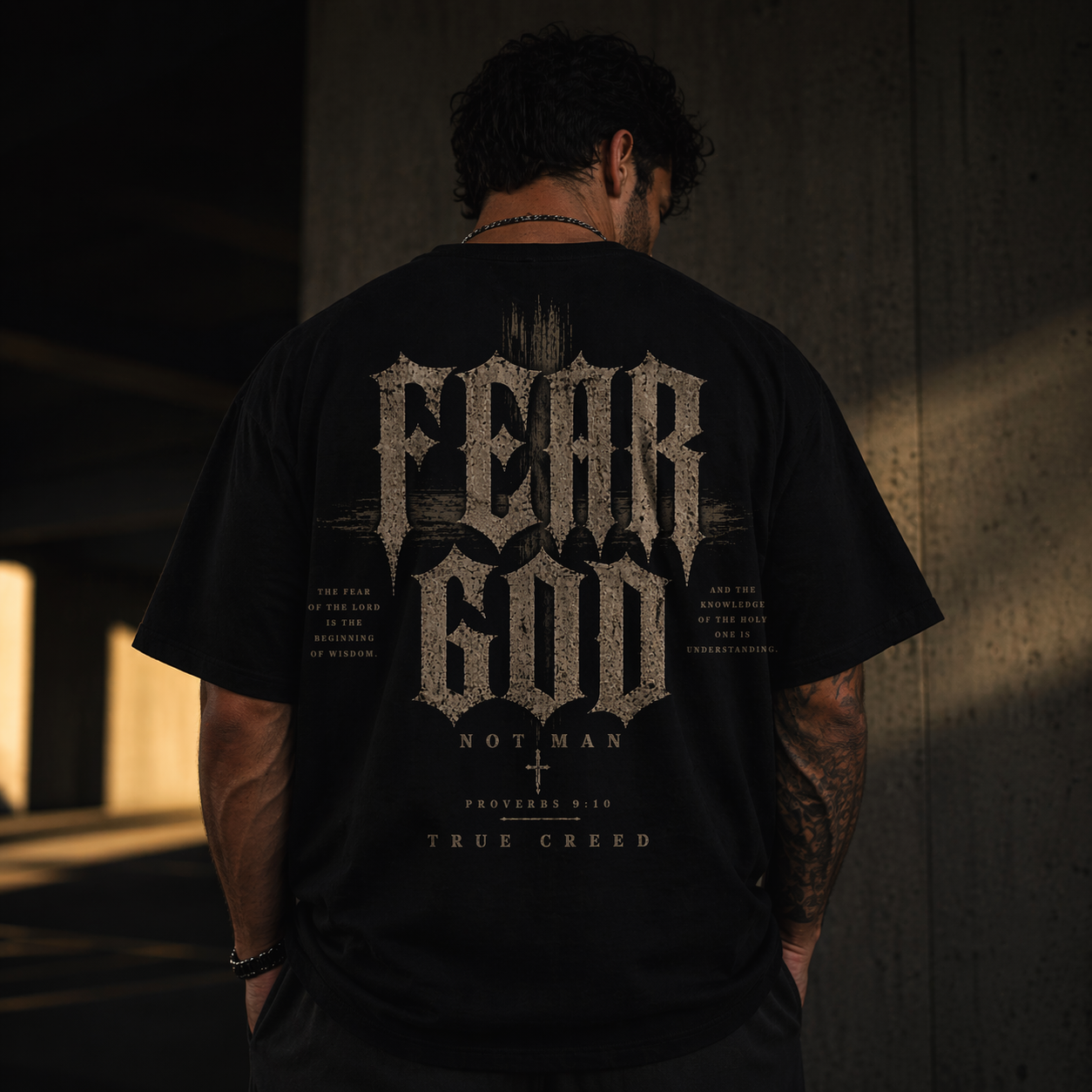 Fear God graphic T-shirt | Christian Cotton StreetWear, distressed cross emblem