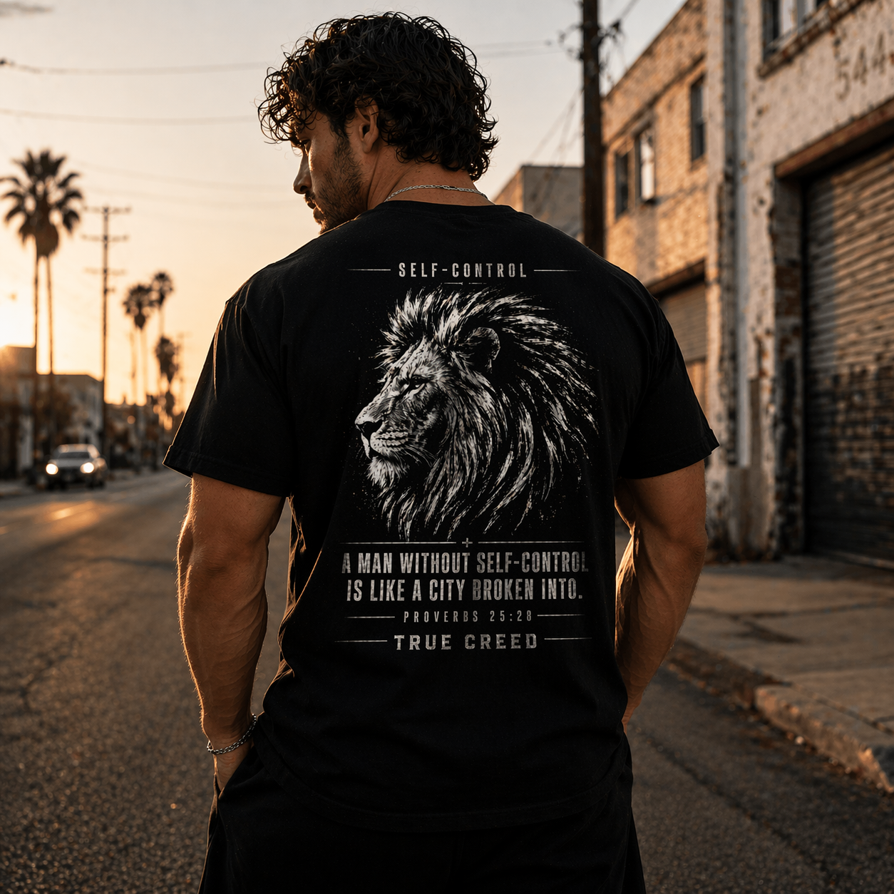 Christian Streetwear Shirt Self Control Lion Tee | Proverbs 25:28 |