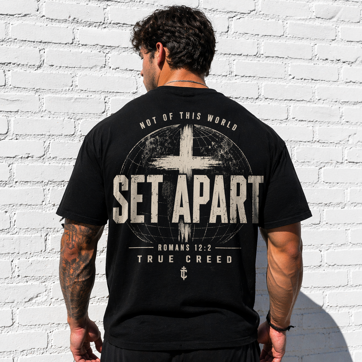 Set Apart Cross T-Shirt | Vintage Romans 12:2 Christian Discipline Tee | Christian Faith Apparel