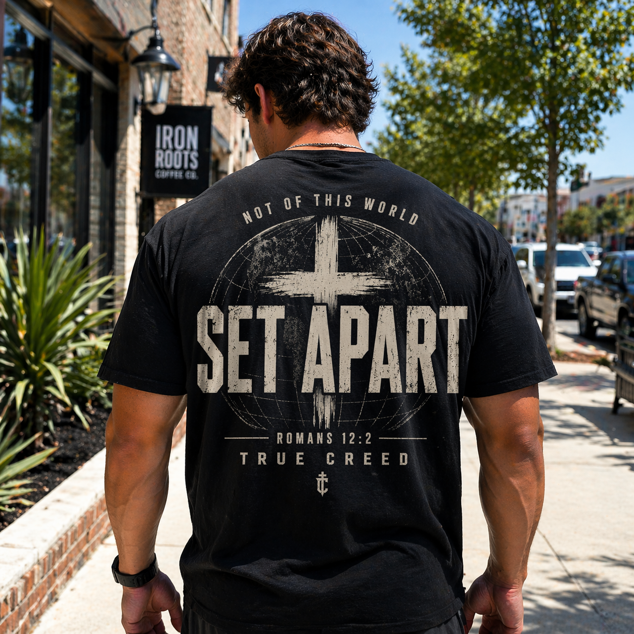 Set Apart Cross T-Shirt | Vintage Romans 12:2 Christian Discipline Tee | Christian Faith Apparel