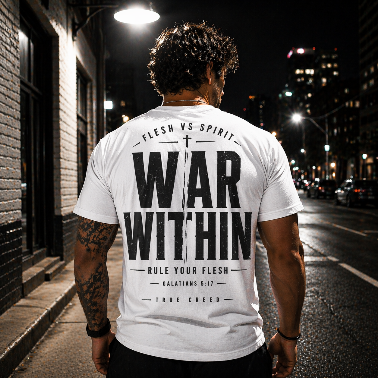 Galatians 5:17 Streetwear Tee | Flesh vs Spirit | Christian Discipline Design | Christian Streetwear