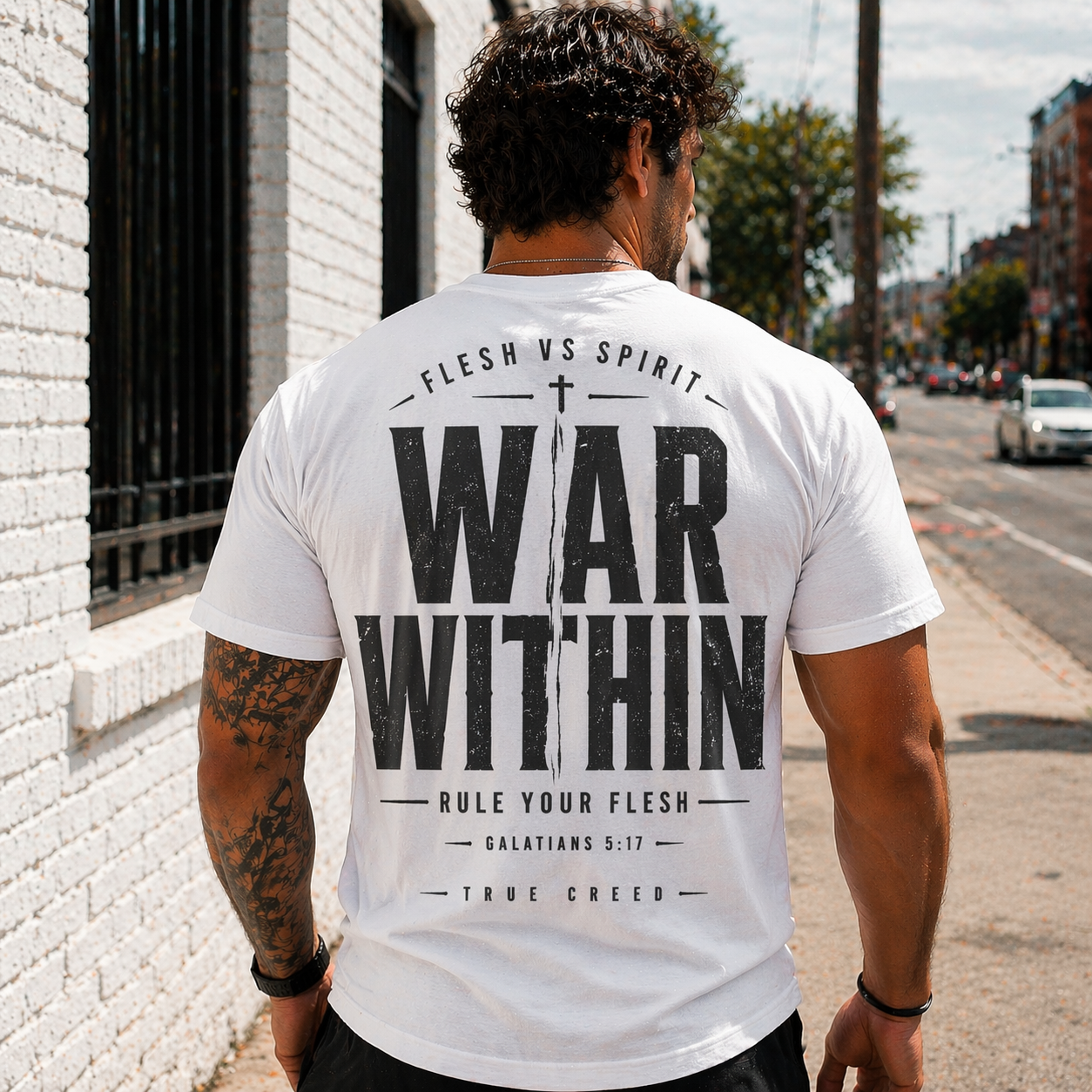 Galatians 5:17 Streetwear Tee | Flesh vs Spirit | Christian Discipline Design | Christian Streetwear