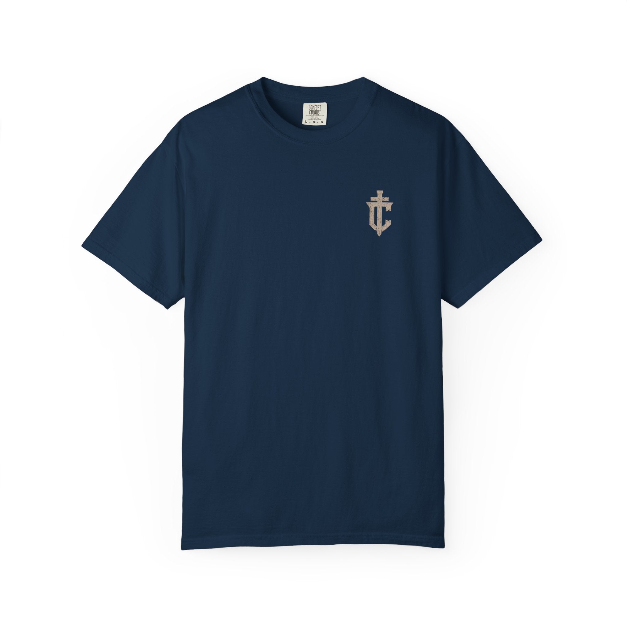 Blessed be the Lord Built for War Streetwear T-Shirt | Psalm 144:1 Christian Army Cross Design