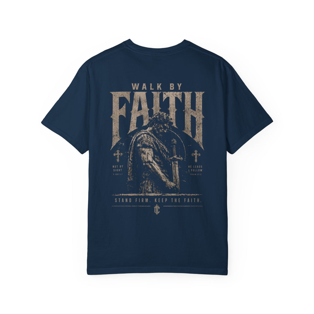 Walk By Faith T-shirt | Prayerful Warrior Graphic, Christian Faith Streetwear Tee