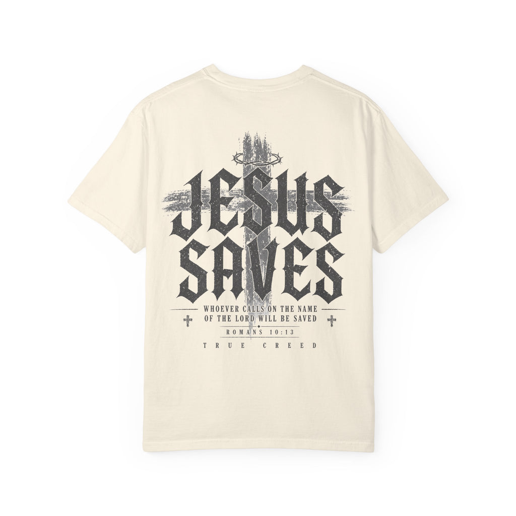 Jesus Saves T-shirt | Religious Cross Typography, Christian Streetwear Tee